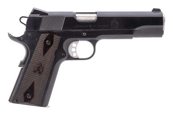 9mm 1911 pistol with thinline grips.